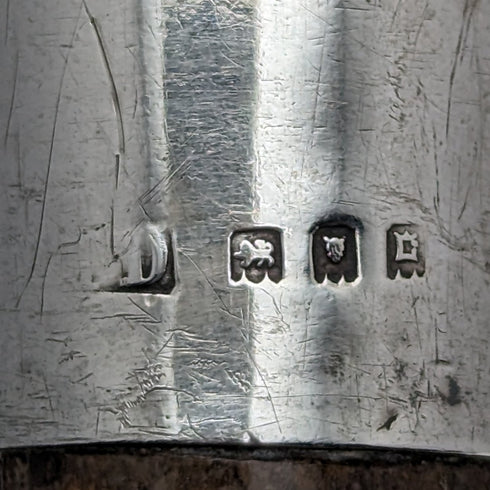 1918 British antique gentleman's walking stick, bamboo shaft, pure silver, round handle, 91cm